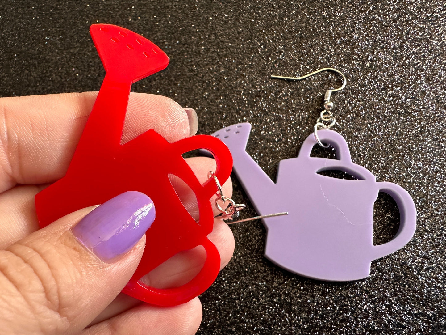 Watering Can Earrings: Laser Cut Acrylic Flowers, Rain Drop, Garden, Floral, Plants, Best Gifts for Her/Him/Them