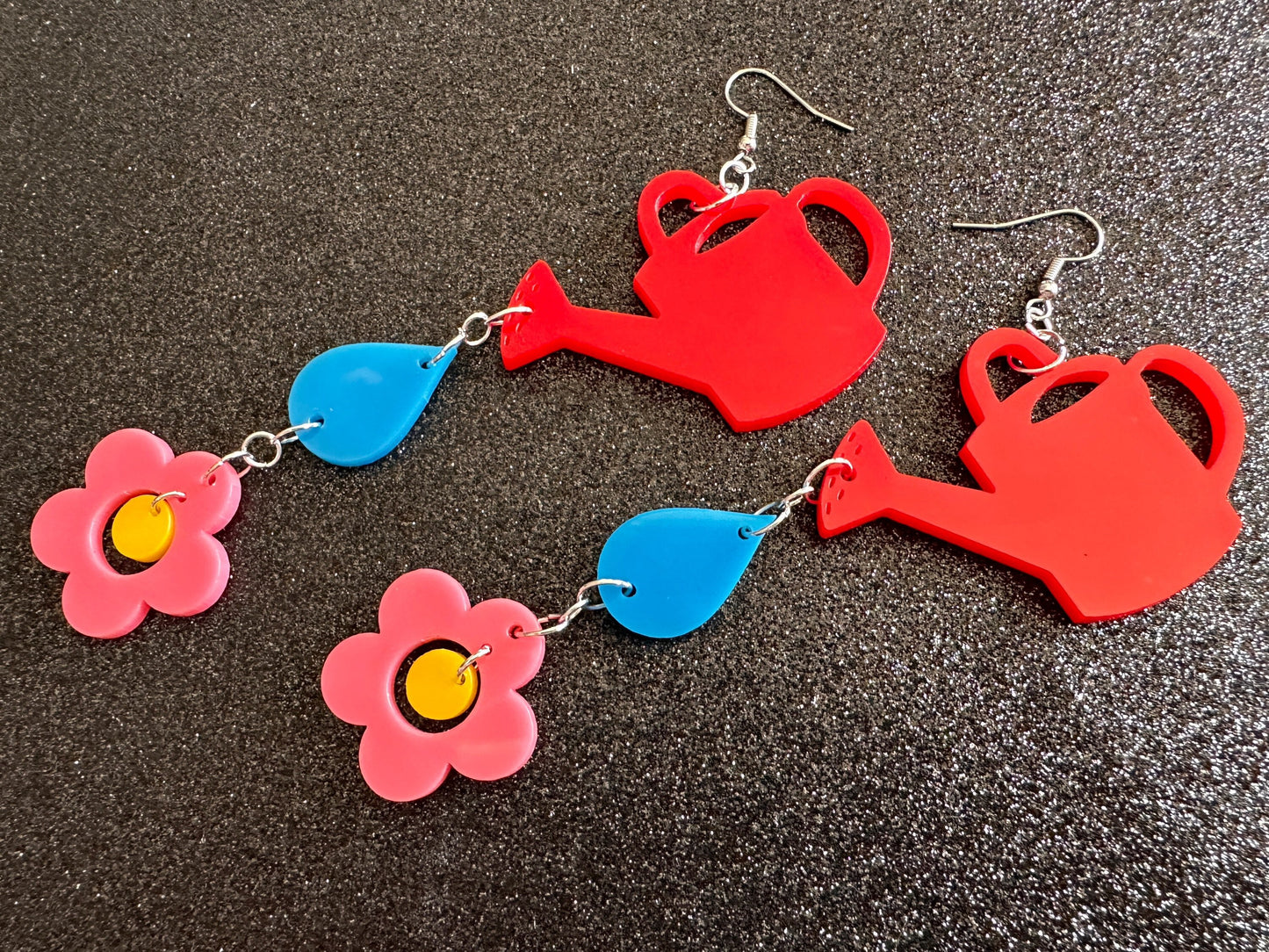 Watering Can Earrings: Laser Cut Acrylic Flowers, Rain Drop, Garden, Floral, Plants, Best Gifts for Her/Him/Them