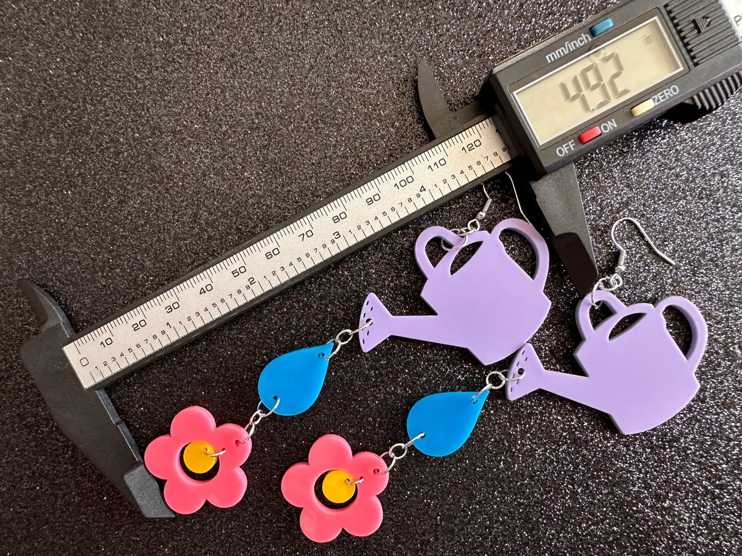 Watering Can Earrings: Laser Cut Acrylic Flowers, Rain Drop, Garden, Floral, Plants, Best Gifts for Her/Him/Them