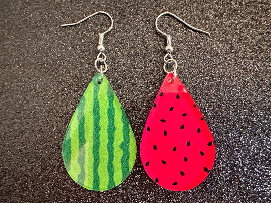 Watermelon Earrings: Laser Cut Acrylic Watermelons, Fruit, Summer Vibes, Food Earrings, Green Earrings, Sugar, Best Gifts for Her/Him/Them