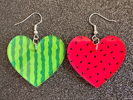 Watermelon Earrings: Laser Cut Acrylic Watermelons, Fruit, Summer Vibes, Food Earrings, Green Earrings, Sugar, Best Gifts for Her/Him/Them