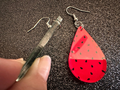 Watermelon Earrings: Laser Cut Acrylic Watermelons, Fruit, Summer Vibes, Food Earrings, Green Earrings, Sugar, Best Gifts for Her/Him/Them