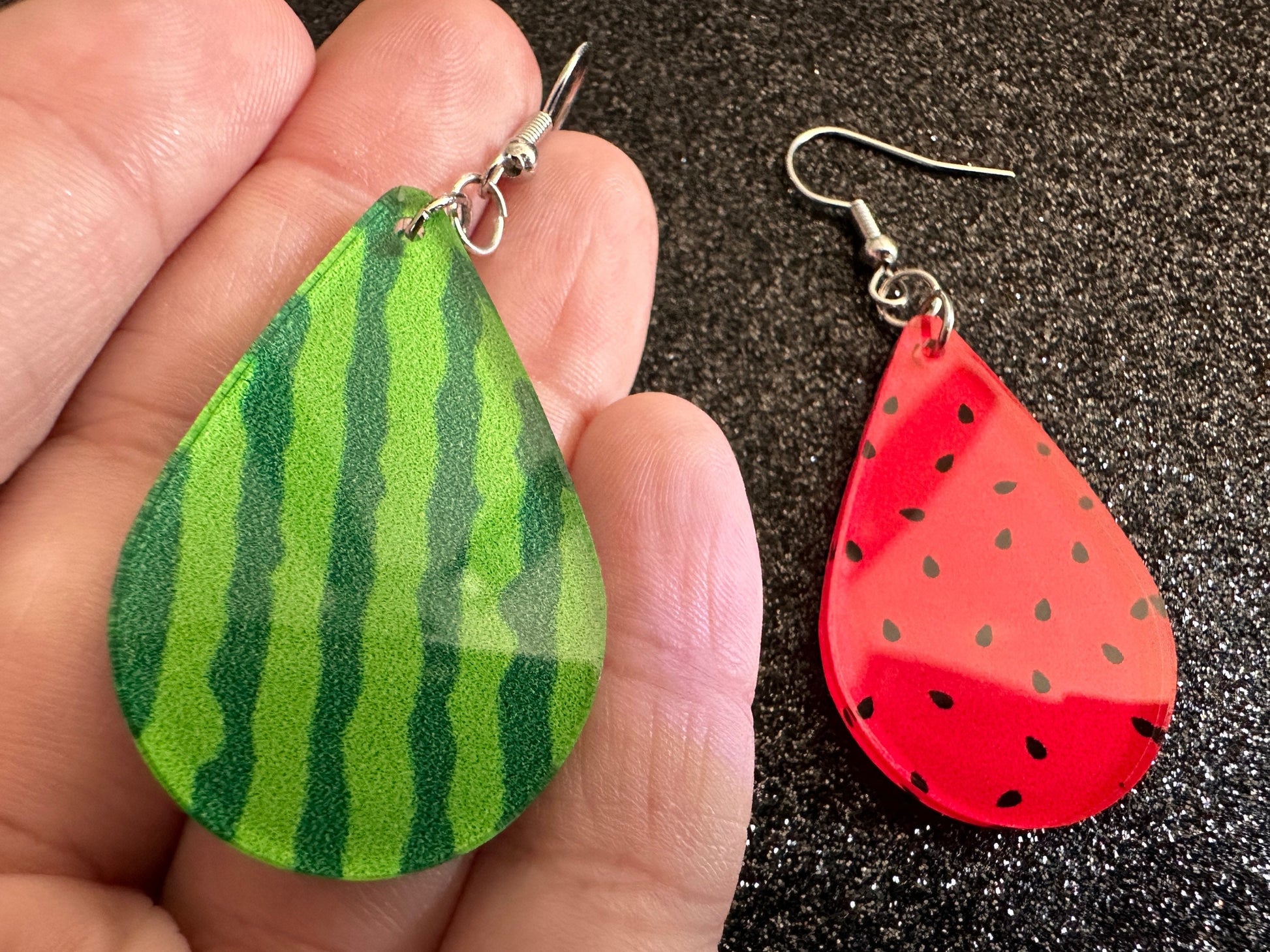 Watermelon Earrings: Laser Cut Acrylic Watermelons, Fruit, Summer Vibes, Food Earrings, Green Earrings, Sugar, Best Gifts for Her/Him/Them