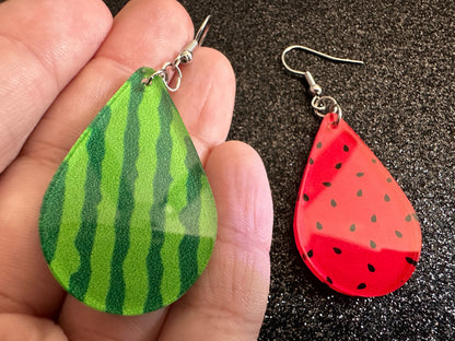 Watermelon Earrings: Laser Cut Acrylic Watermelons, Fruit, Summer Vibes, Food Earrings, Green Earrings, Sugar, Best Gifts for Her/Him/Them