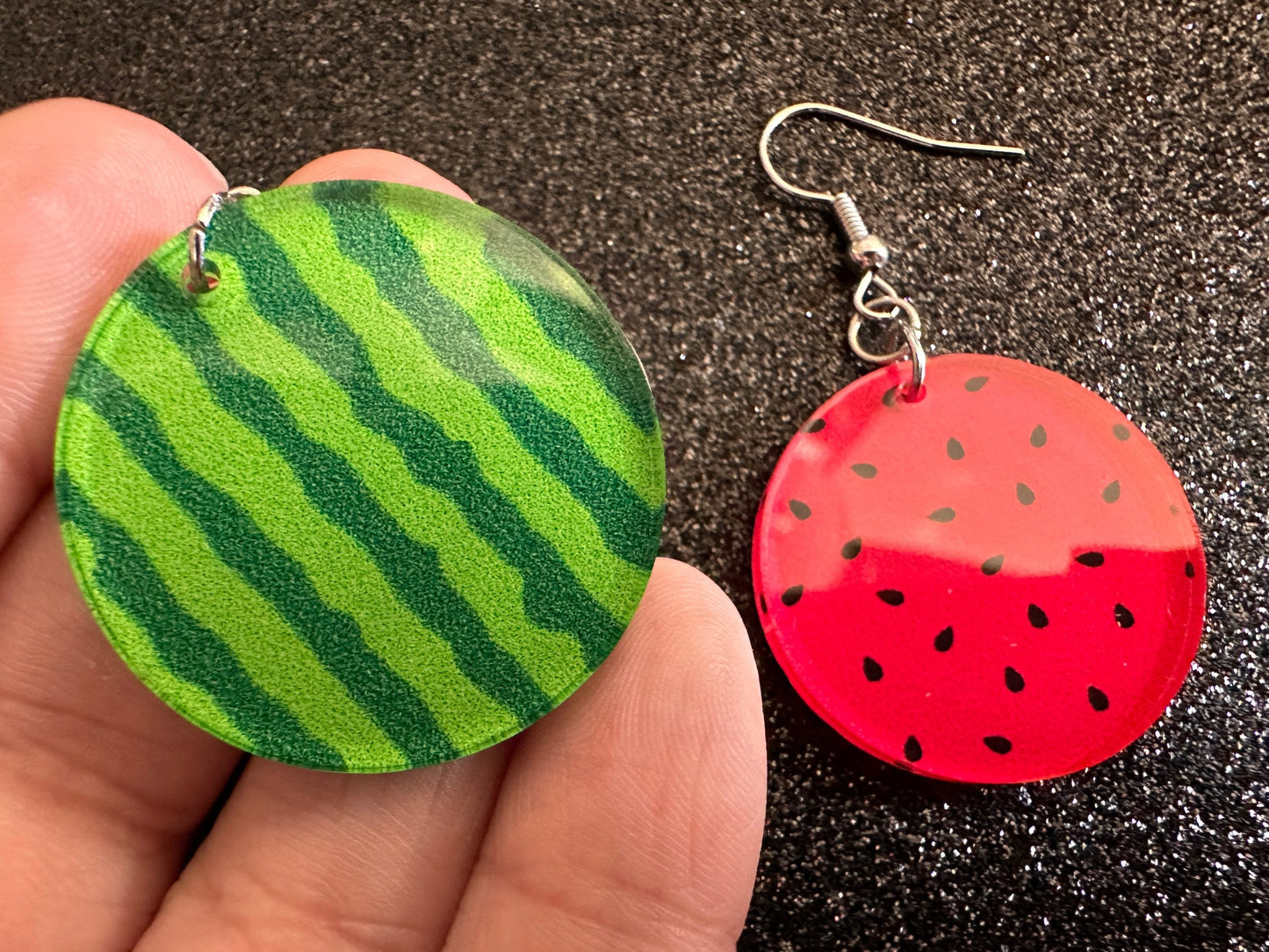 Watermelon Earrings: Laser Cut Acrylic Watermelons, Fruit, Summer Vibes, Food Earrings, Green Earrings, Sugar, Best Gifts for Her/Him/Them