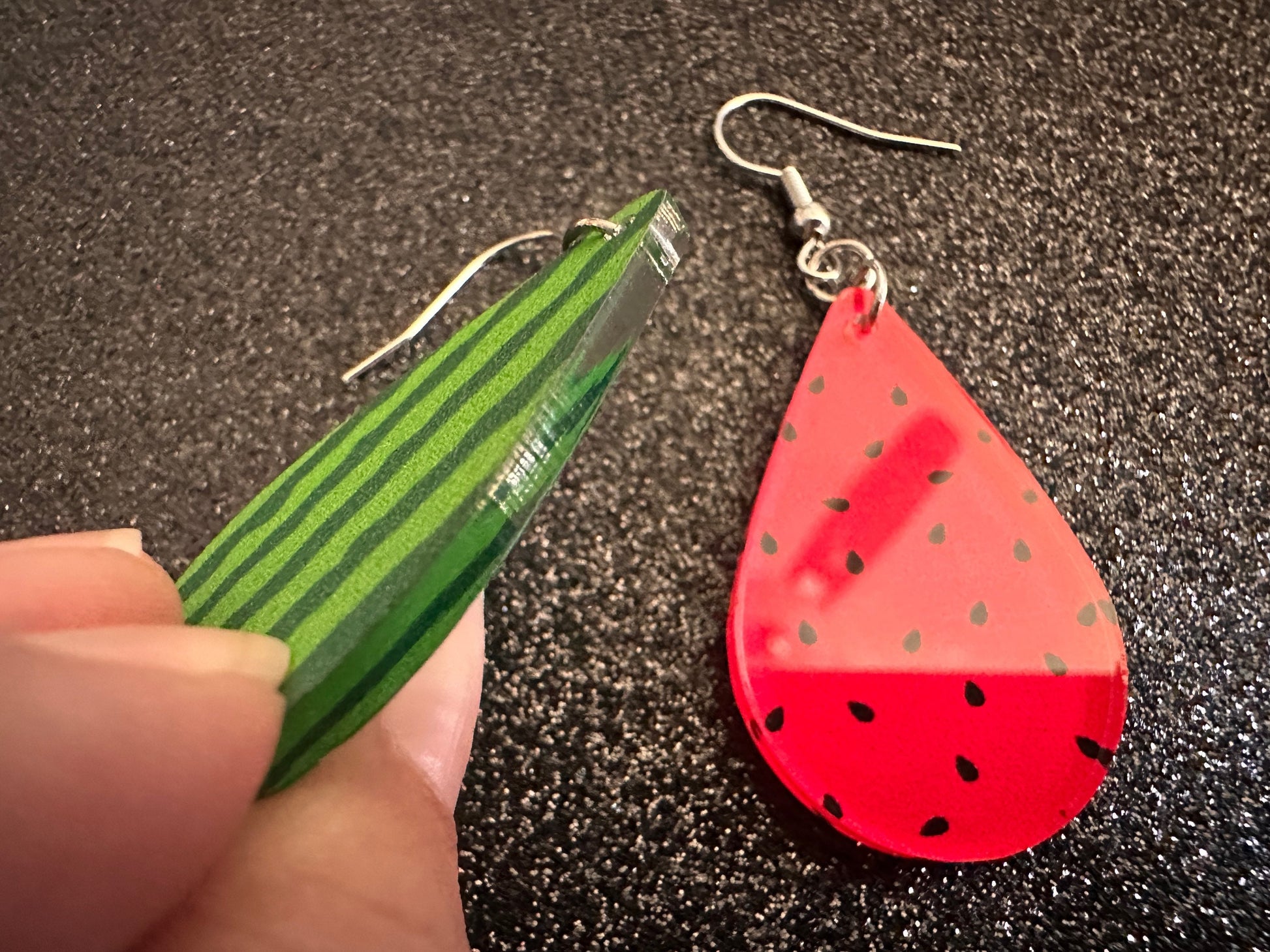 Watermelon Earrings: Laser Cut Acrylic Watermelons, Fruit, Summer Vibes, Food Earrings, Green Earrings, Sugar, Best Gifts for Her/Him/Them