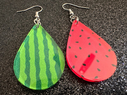 Watermelon Earrings: Laser Cut Acrylic Watermelons, Fruit, Summer Vibes, Food Earrings, Green Earrings, Sugar, Best Gifts for Her/Him/Them