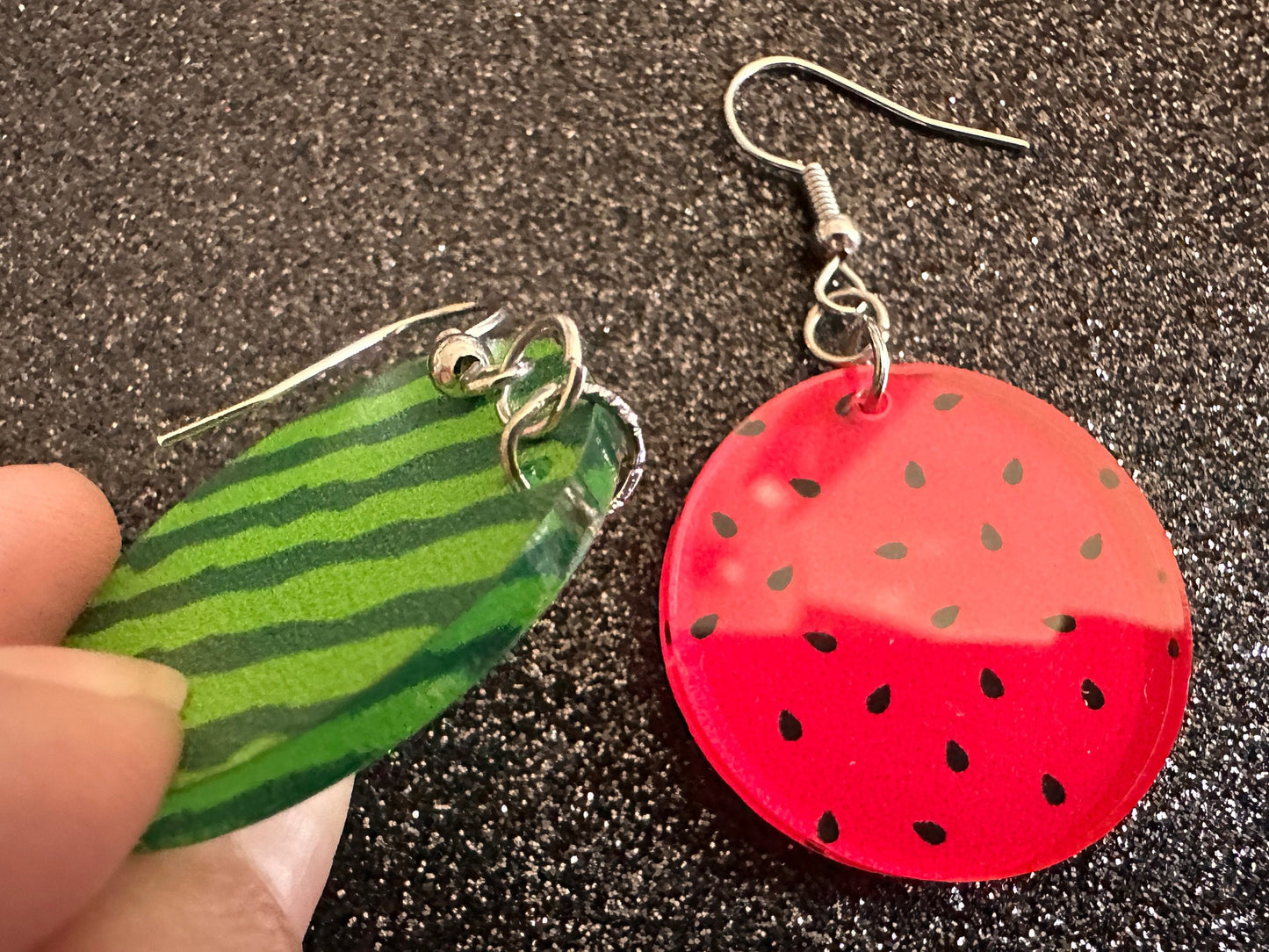 Watermelon Earrings: Laser Cut Acrylic Watermelons, Fruit, Summer Vibes, Food Earrings, Green Earrings, Sugar, Best Gifts for Her/Him/Them