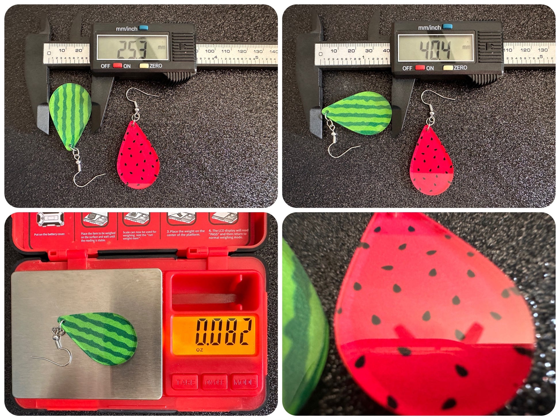 Watermelon Earrings: Laser Cut Acrylic Watermelons, Fruit, Summer Vibes, Food Earrings, Green Earrings, Sugar, Best Gifts for Her/Him/Them