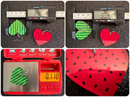 Watermelon Earrings: Laser Cut Acrylic Watermelons, Fruit, Summer Vibes, Food Earrings, Green Earrings, Sugar, Best Gifts for Her/Him/Them