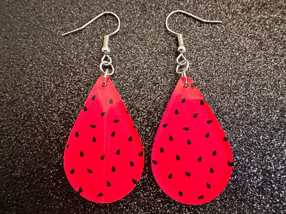 Watermelon Earrings: Laser Cut Acrylic Watermelons, Fruit, Summer Vibes, Food Earrings, Green Earrings, Sugar, Gifts for Her/Him/Them