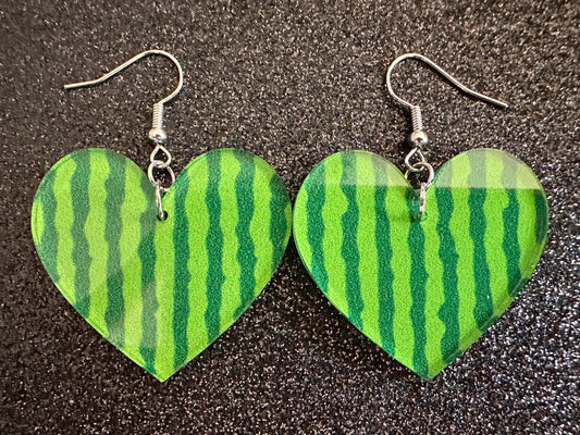 Watermelon Earrings: Laser Cut Acrylic Watermelons, Fruit, Summer Vibes, Food Earrings, Green Earrings, Sugar, Gifts for Her/Him/Them