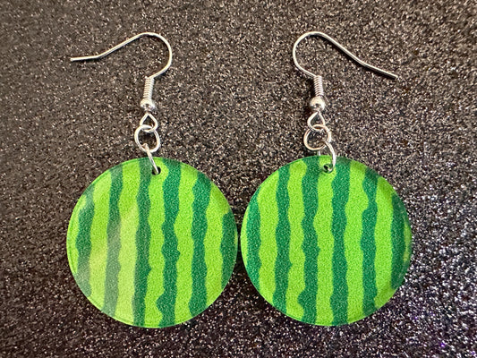 Watermelon Earrings: Laser Cut Acrylic Watermelons, Fruit, Summer Vibes, Food Earrings, Green Earrings, Sugar, Gifts for Her/Him/Them
