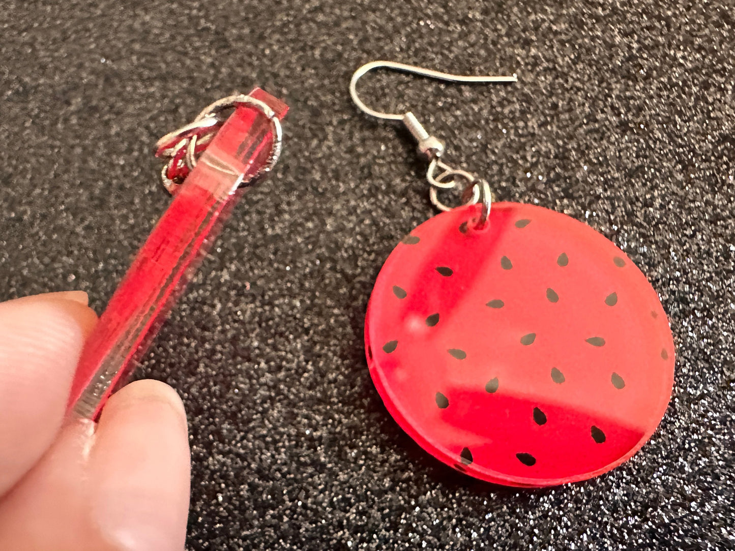 Watermelon Earrings: Laser Cut Acrylic Watermelons, Fruit, Summer Vibes, Food Earrings, Green Earrings, Sugar, Gifts for Her/Him/Them