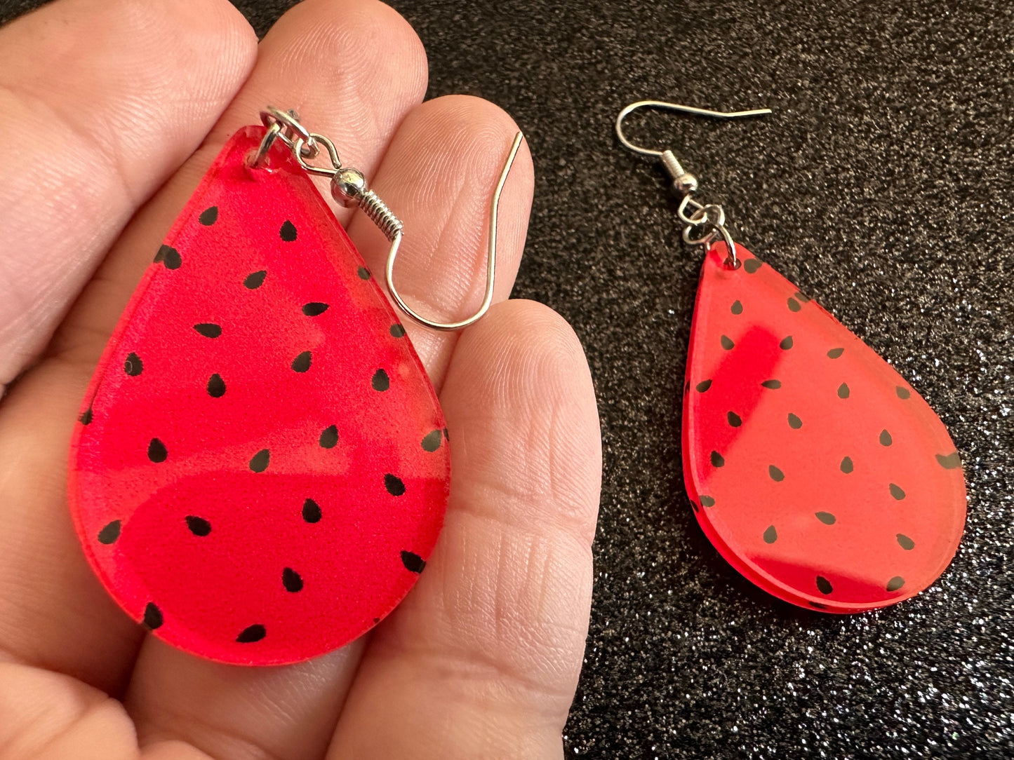 Watermelon Earrings: Laser Cut Acrylic Watermelons, Fruit, Summer Vibes, Food Earrings, Green Earrings, Sugar, Gifts for Her/Him/Them