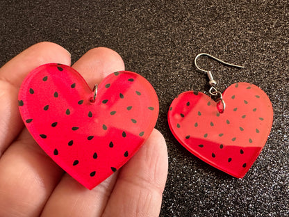 Watermelon Earrings: Laser Cut Acrylic Watermelons, Fruit, Summer Vibes, Food Earrings, Green Earrings, Sugar, Gifts for Her/Him/Them