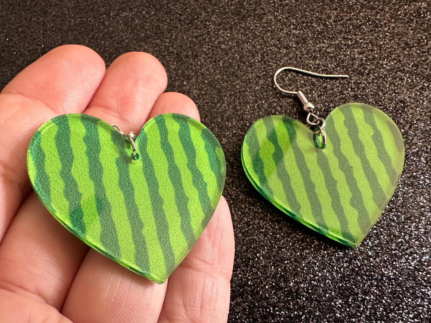 Watermelon Earrings: Laser Cut Acrylic Watermelons, Fruit, Summer Vibes, Food Earrings, Green Earrings, Sugar, Gifts for Her/Him/Them