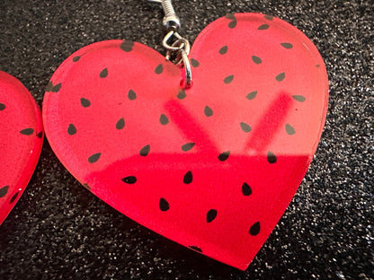 Watermelon Earrings: Laser Cut Acrylic Watermelons, Fruit, Summer Vibes, Food Earrings, Green Earrings, Sugar, Gifts for Her/Him/Them