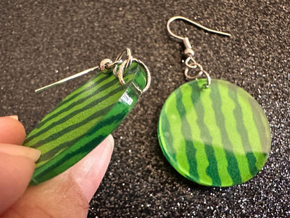 Watermelon Earrings: Laser Cut Acrylic Watermelons, Fruit, Summer Vibes, Food Earrings, Green Earrings, Sugar, Gifts for Her/Him/Them