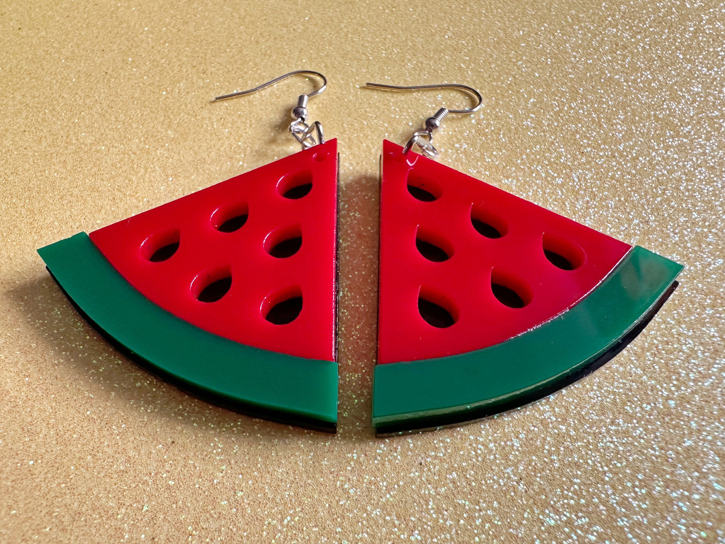 Watermelon Earrings: Laser Cut Acrylic Watermelons, Fruit, Summer Vibes, Food Earrings, Green Earrings, Sugar, Gifts for Her/Him/Them