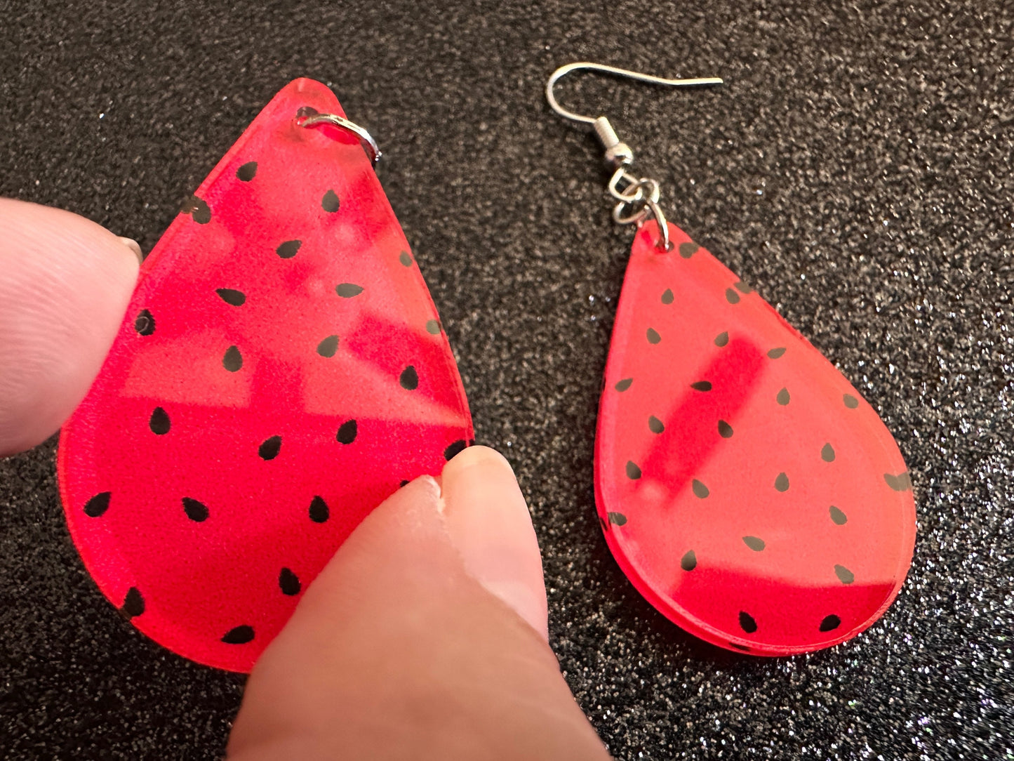 Watermelon Earrings: Laser Cut Acrylic Watermelons, Fruit, Summer Vibes, Food Earrings, Green Earrings, Sugar, Gifts for Her/Him/Them
