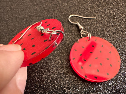 Watermelon Earrings: Laser Cut Acrylic Watermelons, Fruit, Summer Vibes, Food Earrings, Green Earrings, Sugar, Gifts for Her/Him/Them