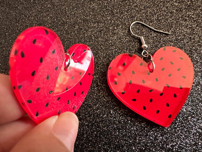 Watermelon Earrings: Laser Cut Acrylic Watermelons, Fruit, Summer Vibes, Food Earrings, Green Earrings, Sugar, Gifts for Her/Him/Them