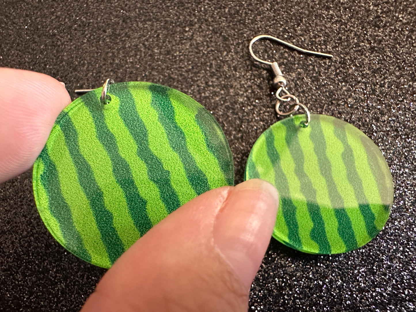 Watermelon Earrings: Laser Cut Acrylic Watermelons, Fruit, Summer Vibes, Food Earrings, Green Earrings, Sugar, Gifts for Her/Him/Them