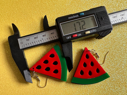 Watermelon Earrings: Laser Cut Acrylic Watermelons, Fruit, Summer Vibes, Food Earrings, Green Earrings, Sugar, Gifts for Her/Him/Them