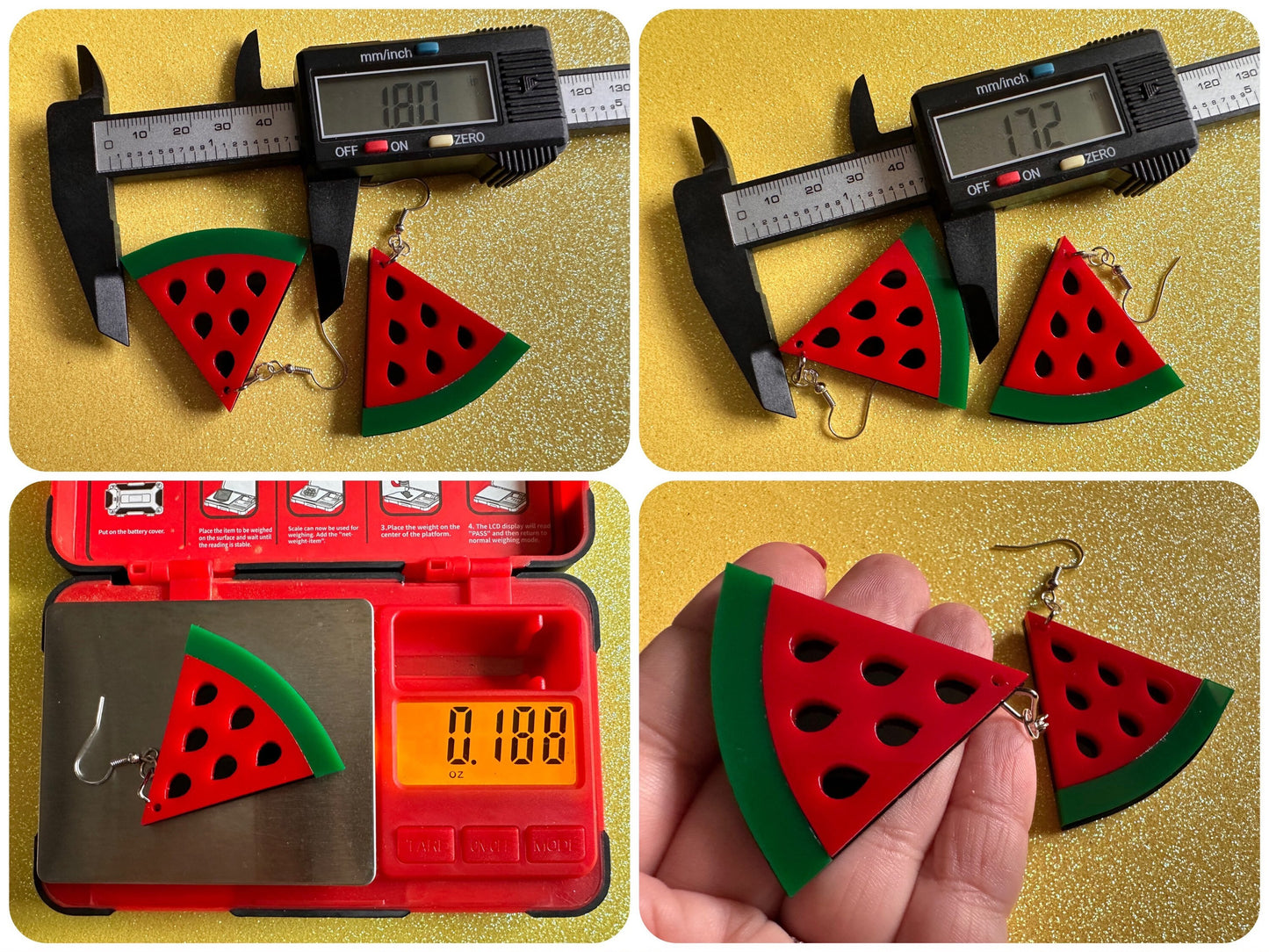 Watermelon Earrings: Laser Cut Acrylic Watermelons, Fruit, Summer Vibes, Food Earrings, Green Earrings, Sugar, Gifts for Her/Him/Them