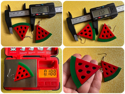 Watermelon Earrings: Laser Cut Acrylic Watermelons, Fruit, Summer Vibes, Food Earrings, Green Earrings, Sugar, Gifts for Her/Him/Them