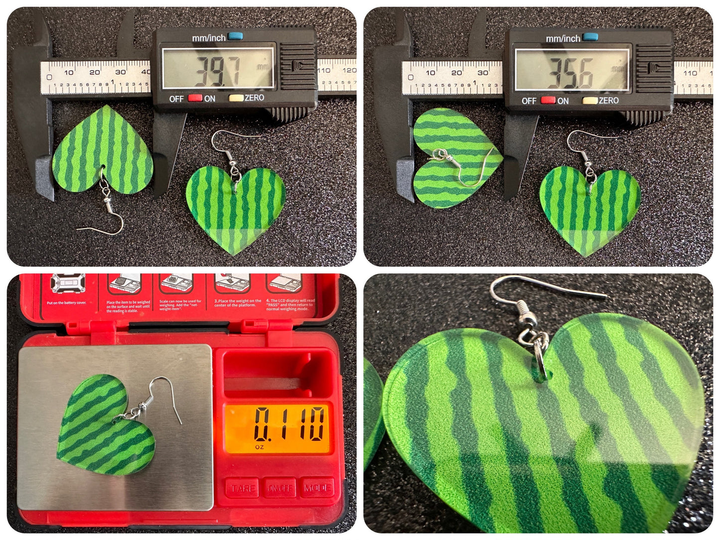 Watermelon Earrings: Laser Cut Acrylic Watermelons, Fruit, Summer Vibes, Food Earrings, Green Earrings, Sugar, Gifts for Her/Him/Them