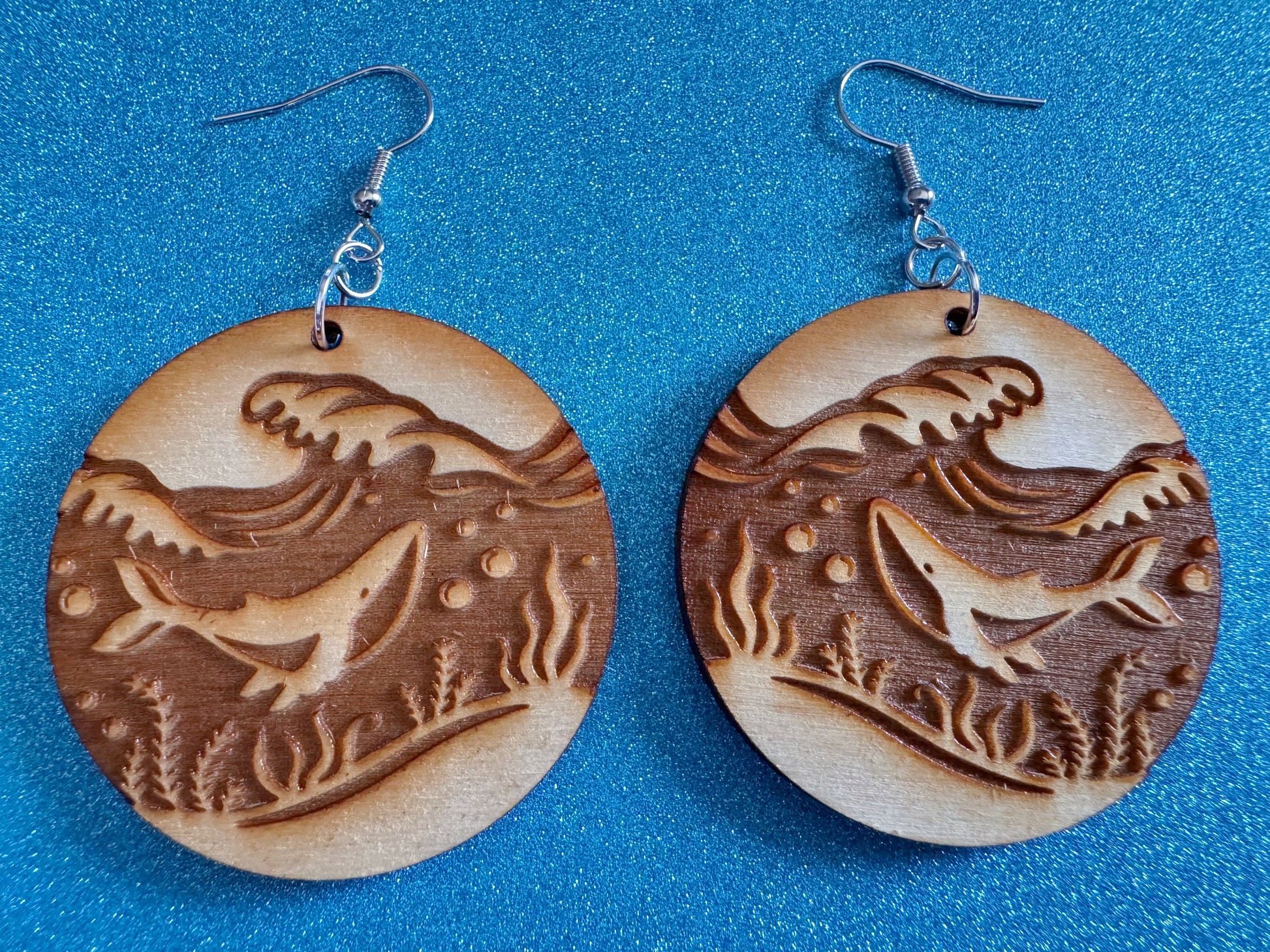 Whale Earrings: Laser Cut Wood Sea Creature, Ocean Animals, Fish, Ocean, Hawaii, Diving Dive, Waves, Aquatic, Best Gifts for Her/Him/Them