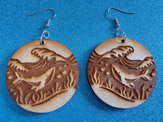 Whale Earrings: Laser Cut Wood Sea Creature, Ocean Animals, Fish, Ocean, Hawaii, Diving Dive, Waves, Aquatic, Best Gifts for Her/Him/Them