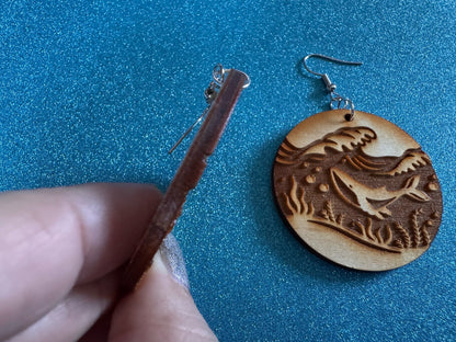 Whale Earrings: Laser Cut Wood Sea Creature, Ocean Animals, Fish, Ocean, Hawaii, Diving Dive, Waves, Aquatic, Best Gifts for Her/Him/Them