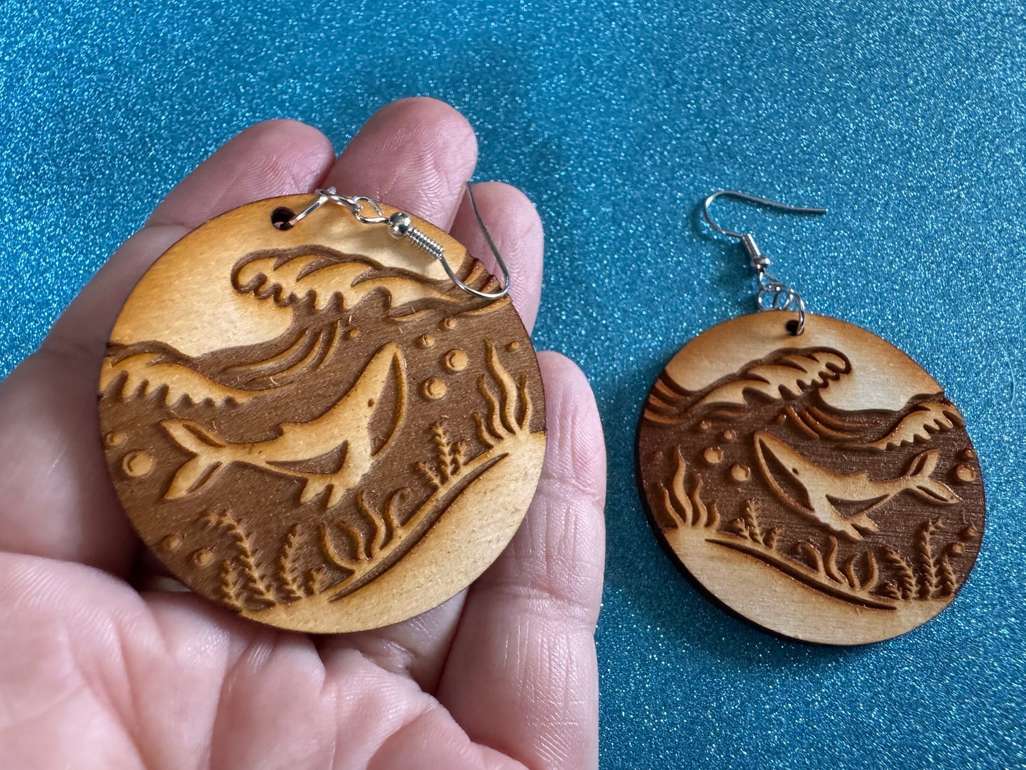 Whale Earrings: Laser Cut Wood Sea Creature, Ocean Animals, Fish, Ocean, Hawaii, Diving Dive, Waves, Aquatic, Best Gifts for Her/Him/Them