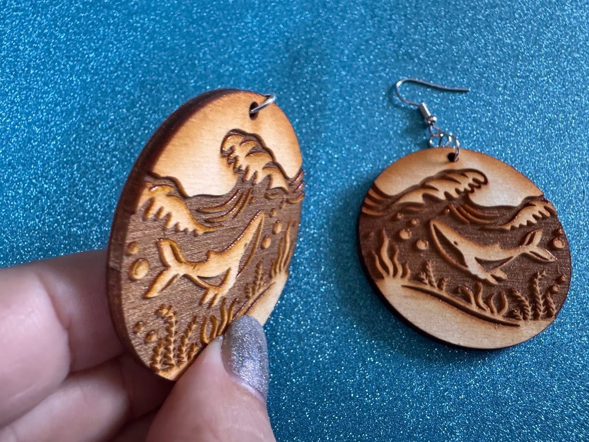 Whale Earrings: Laser Cut Wood Sea Creature, Ocean Animals, Fish, Ocean, Hawaii, Diving Dive, Waves, Aquatic, Best Gifts for Her/Him/Them