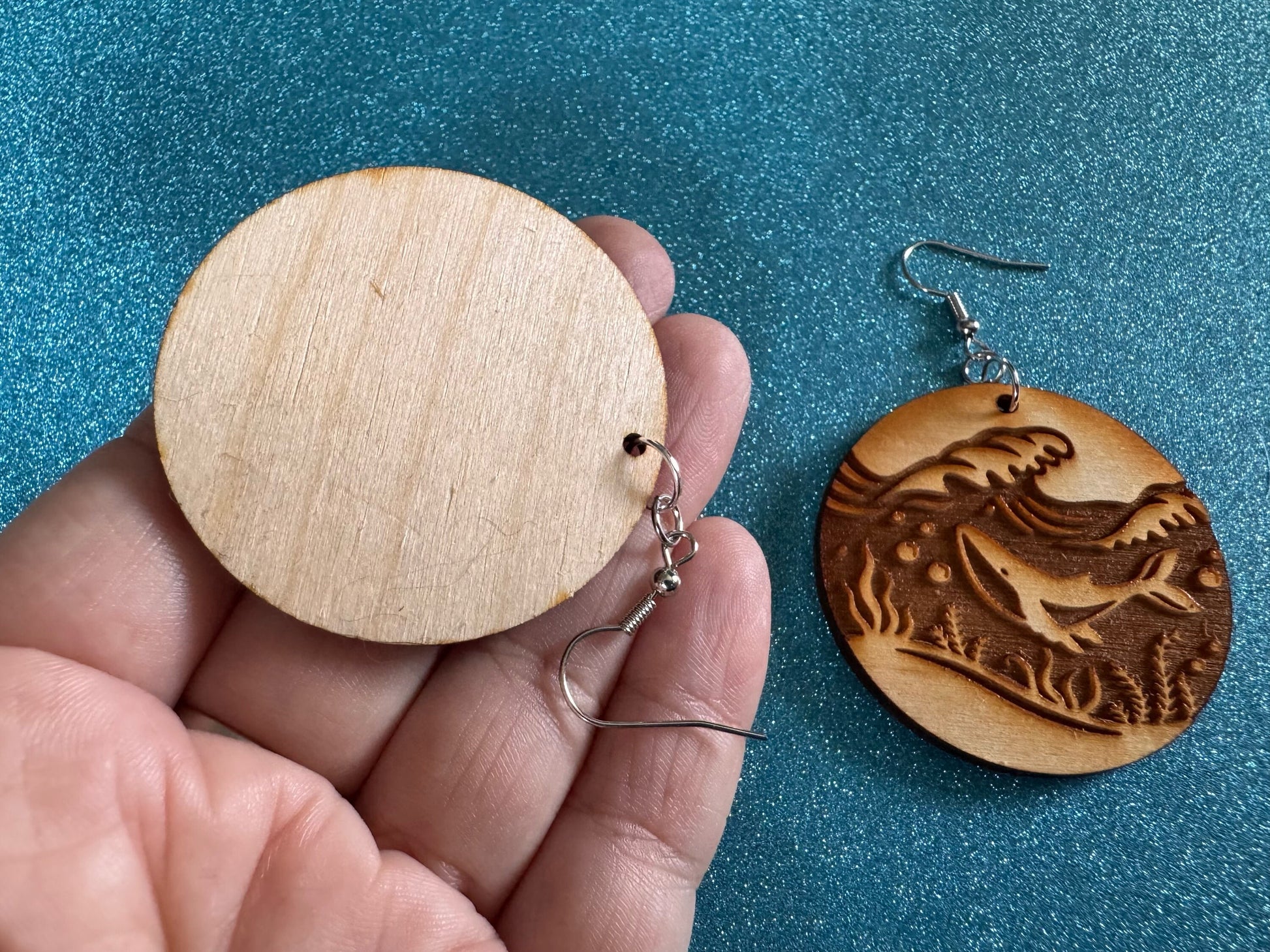 Whale Earrings: Laser Cut Wood Sea Creature, Ocean Animals, Fish, Ocean, Hawaii, Diving Dive, Waves, Aquatic, Best Gifts for Her/Him/Them