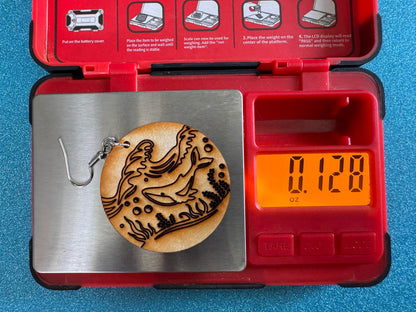 Whale Earrings: Laser Cut Wood Sea Creature, Ocean Animals, Fish, Ocean, Hawaii, Diving Dive, Waves, Aquatic, Best Gifts for Her/Him/Them