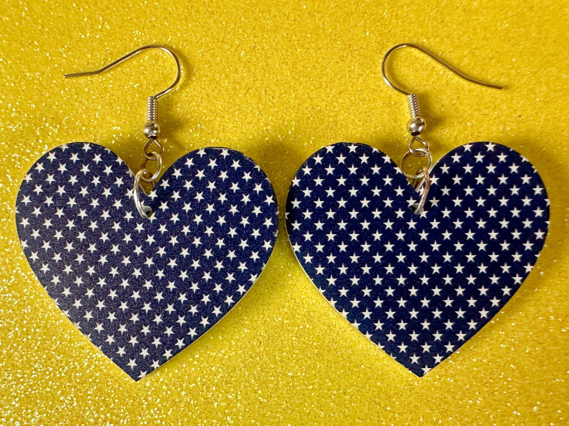 White Star Earrings: Laser Cut Acrylic Stars, US Flag, Blue & White Stars, Flag Stars, Blue Flag White Stars, Best Gifts for Her/Him/Them