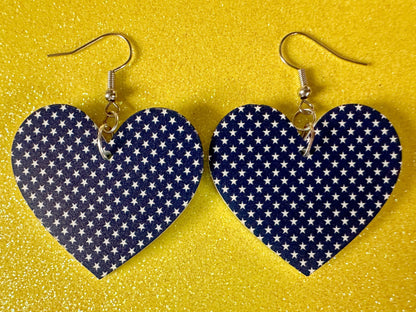 White Star Earrings: Laser Cut Acrylic Stars, US Flag, Blue & White Stars, Flag Stars, Blue Flag White Stars, Best Gifts for Her/Him/Them