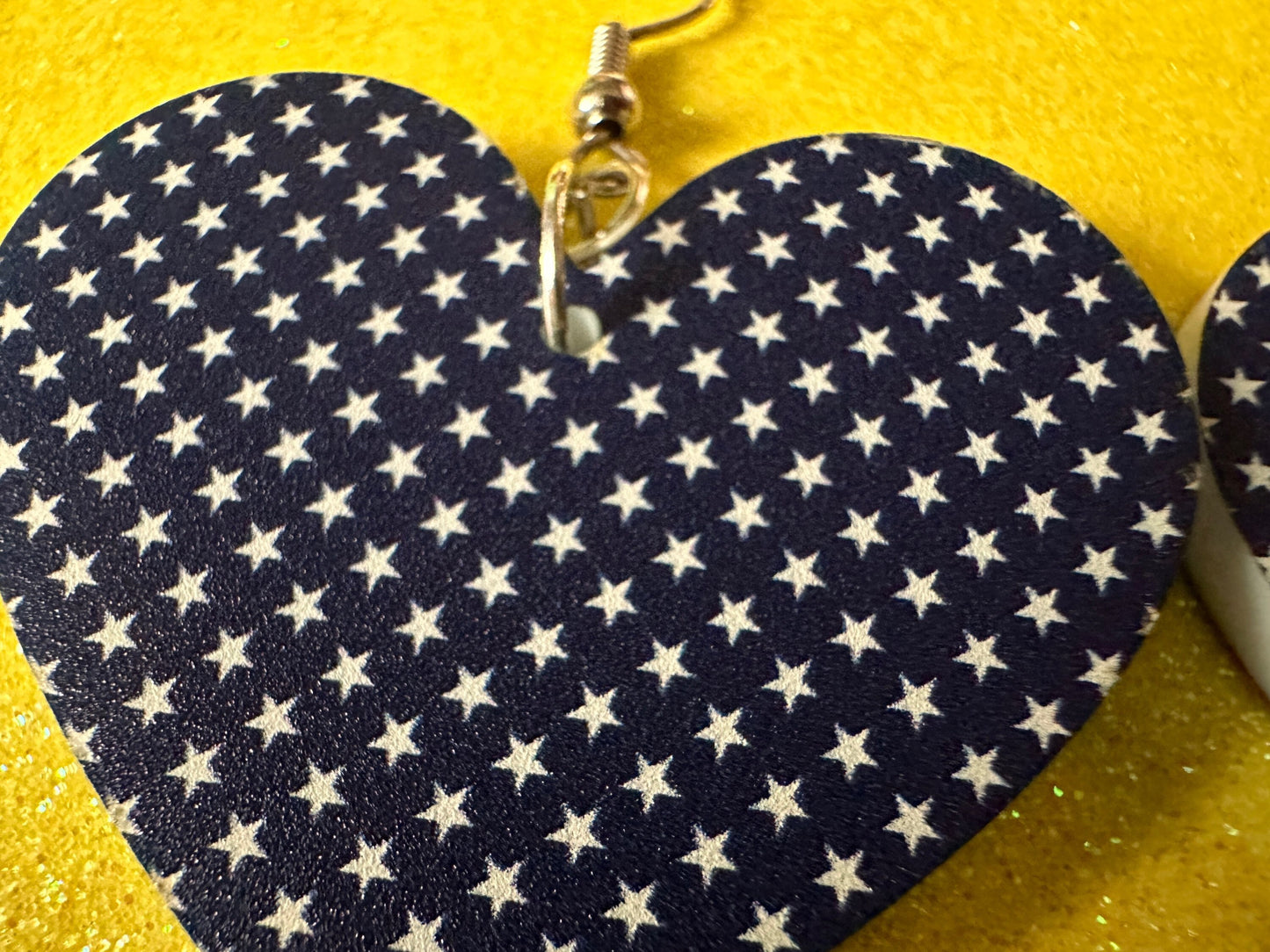 White Star Earrings: Laser Cut Acrylic Stars, US Flag, Blue & White Stars, Flag Stars, Blue Flag White Stars, Best Gifts for Her/Him/Them