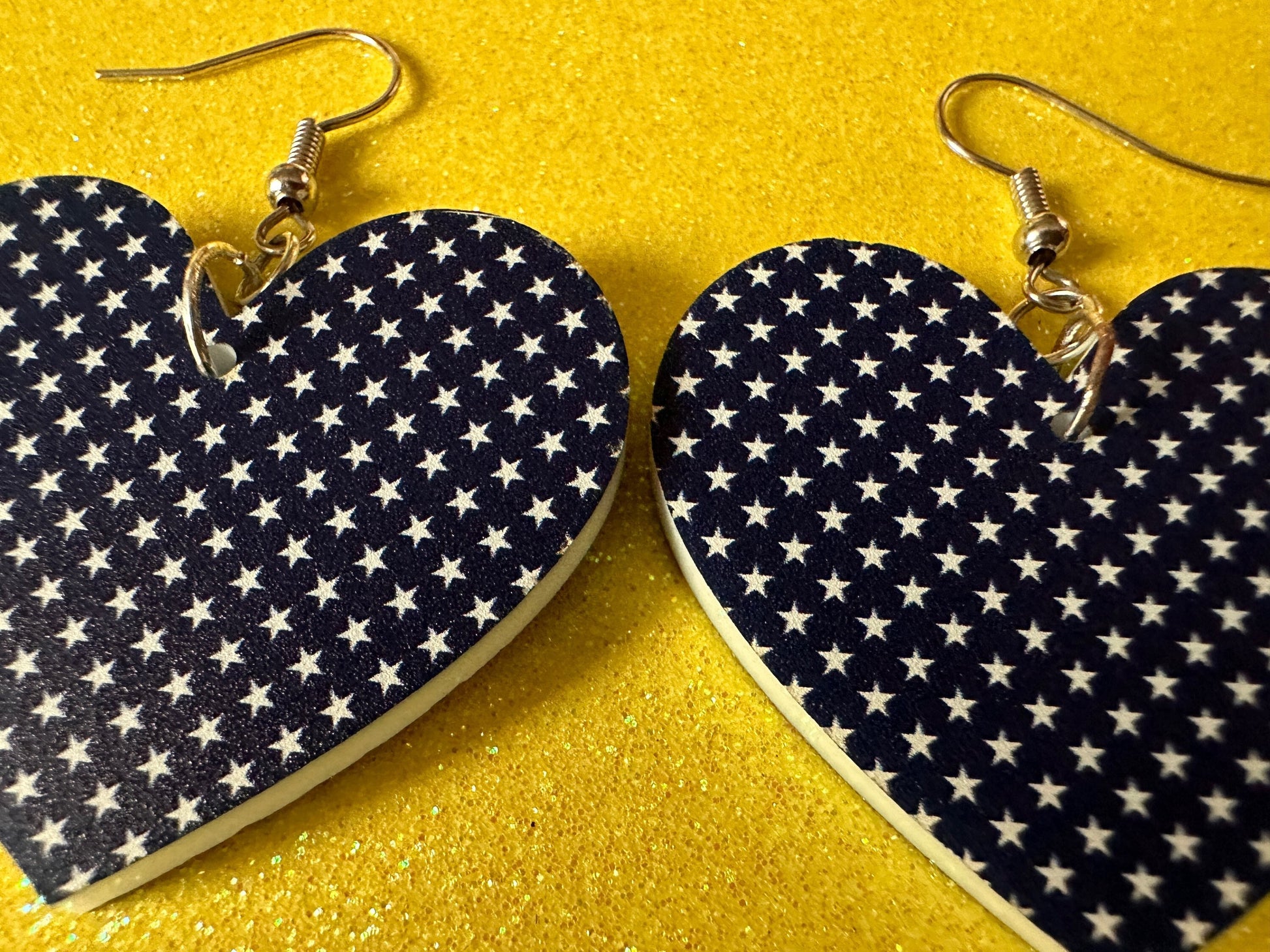 White Star Earrings: Laser Cut Acrylic Stars, US Flag, Blue & White Stars, Flag Stars, Blue Flag White Stars, Best Gifts for Her/Him/Them