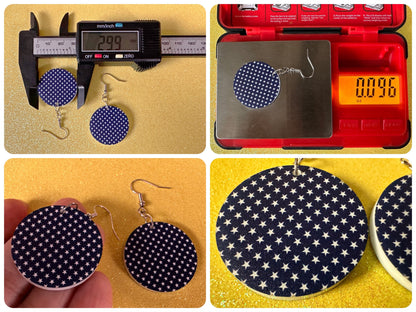 White Star Earrings: Laser Cut Acrylic Stars, US Flag, Blue & White Stars, Flag Stars, Blue Flag White Stars, Best Gifts for Her/Him/Them