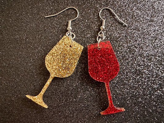 Wine Earrings: Laser Cut Acrylic Wine Glasses, Vineyard, Alcohol, Party, Red Wine, White Wine, Girls Night, Drinking, Gifts for Her/Him/Them