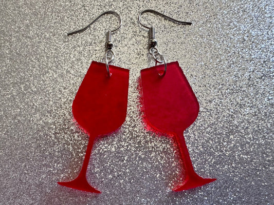 Wine Earrings: Laser Cut Acrylic Wine Glasses, Vineyard, Alcohol, Party, Red Wine, White Wine, Girls Night, Drinking, Gifts for Her/Him/Them