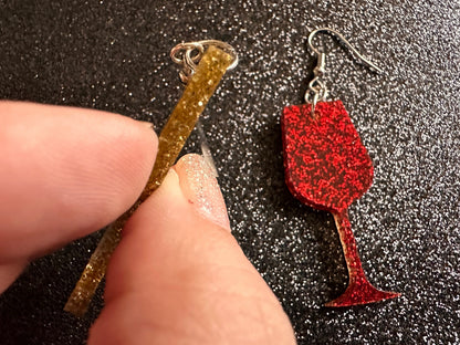 Wine Earrings: Laser Cut Acrylic Wine Glasses, Vineyard, Alcohol, Party, Red Wine, White Wine, Girls Night, Drinking, Gifts for Her/Him/Them