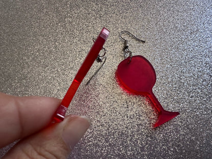 Wine Earrings: Laser Cut Acrylic Wine Glasses, Vineyard, Alcohol, Party, Red Wine, White Wine, Girls Night, Drinking, Gifts for Her/Him/Them