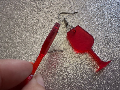 Wine Earrings: Laser Cut Acrylic Wine Glasses, Vineyard, Alcohol, Party, Red Wine, White Wine, Girls Night, Drinking, Gifts for Her/Him/Them