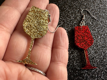 Wine Earrings: Laser Cut Acrylic Wine Glasses, Vineyard, Alcohol, Party, Red Wine, White Wine, Girls Night, Drinking, Gifts for Her/Him/Them
